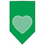 Chevron Heart Screen Print Bandana Emerald Green Large