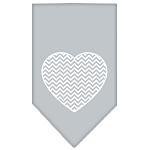 Chevron Heart Screen Print Bandana Grey Large