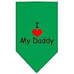 I Heart My Daddy Screen Print Bandana Emerald Green Large