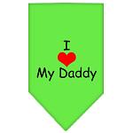 I Heart My Daddy Screen Print Bandana Lime Green Large