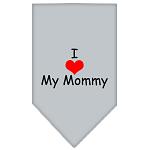 I Heart My Mommy Screen Print Bandana Grey Large
