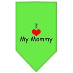 I Heart My Mommy Screen Print Bandana Lime Green Large