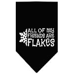 All my friends are Flakes Screen Print Bandana Black Large