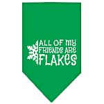 All my friends are Flakes Screen Print Bandana Emerald Green Large