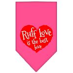 Ruff Love Screen Print Bandana Bright Pink Large