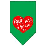 Ruff Love Screen Print Bandana Emerald Green Large