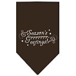 Seasons Greetings Screen Print Bandana Cocoa Large