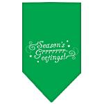 Seasons Greetings Screen Print Bandana Emerald Green Large