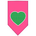 Green Swiss Dot Heart Screen Print Bandana Bright Pink Large