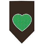 Green Swiss Dot Heart Screen Print Bandana Cocoa Large