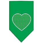 Green Swiss Dot Heart Screen Print Bandana Emerald Green Large