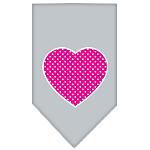 Pink Swiss Dot Heart Screen Print Bandana Grey Large