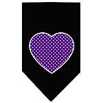 Purple Swiss Dot Heart Screen Print Bandana Black Large