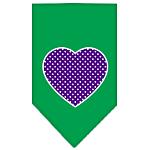 Purple Swiss Dot Heart Screen Print Bandana Emerald Green Large