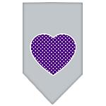 Purple Swiss Dot Heart Screen Print Bandana Grey Large