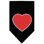 Red Swiss Dot Heart Screen Print Bandana Black Large