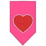 Red Swiss Dot Heart Screen Print Bandana Bright Pink Large