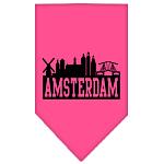 Amsterdam Skyline Screen Print Bandana Bright Pink Large