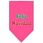 Feliz Navidad Screen Print Bandana Bright Pink Large