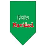 Feliz Navidad Screen Print Bandana Emerald Green Large