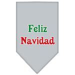 Feliz Navidad Screen Print Bandana Grey Large