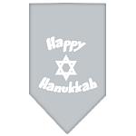 Happy Hanukkah Screen Print Bandana Grey Large