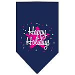 Scribble Happy Holidays Screen Print Bandana Navy Blue large