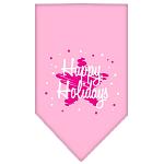 Scribble Happy Holidays Screen Print Bandana Light Pink Large