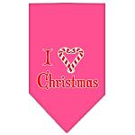 Heart Christmas Screen Print Bandana Bright Pink Large