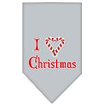 Heart Christmas Screen Print Bandana Grey Large