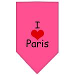 I Heart Paris Screen Print Bandana Bright Pink Large