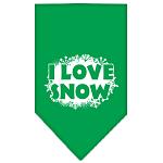 I Love Snow Screen Print Bandana Emerald Green Large