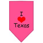 I Heart Texas Screen Print Bandana Bright Pink Large