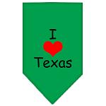 I Heart Texas Screen Print Bandana Emerald Green Large