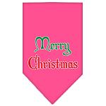 Merry Christmas Screen Print Bandana Bright Pink Large