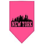 New York Skyline Screen Print Bandana Bright Pink Large
