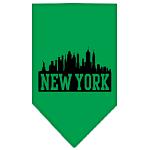 New York Skyline Screen Print Bandana Emerald Green Large