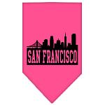 San Francisco Skyline Screen Print Bandana Bright Pink Large