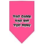 You Come, You Sit, You Stay Screen Print Bandana Bright Pink Large