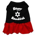 Happy Hanukkah Screen Print Dress Black with Red Lg