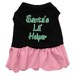 Santa's Lil Helper Screen Print Dress Black with Pink Lg