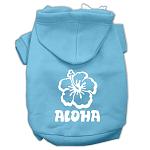 Aloha Flower Screen Print Pet Hoodies Baby Blue Size Lg