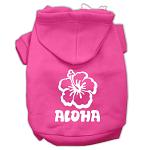 Aloha Flower Screen Print Pet Hoodies Bright Pink Size Lg