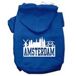 Amsterdam Skyline Screen Print Pet Hoodies Blue Size Lg