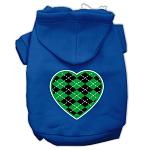 Argyle Heart Green Screen Print Pet Hoodies Blue Size Lg