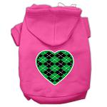 Argyle Heart Green Screen Print Pet Hoodies Bright Pink Size Lg