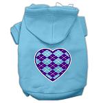 Argyle Heart Purple Screen Print Pet Hoodies Baby Blue Size Lg