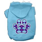 Argyle Paw Purple Screen Print Pet Hoodies Baby Blue Size Lg