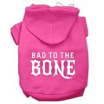 Bad to the Bone Dog Pet Hoodies Bright Pink Size Lg