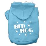 Bed Hog Screen Printed Pet Hoodies Baby Blue Size Lg